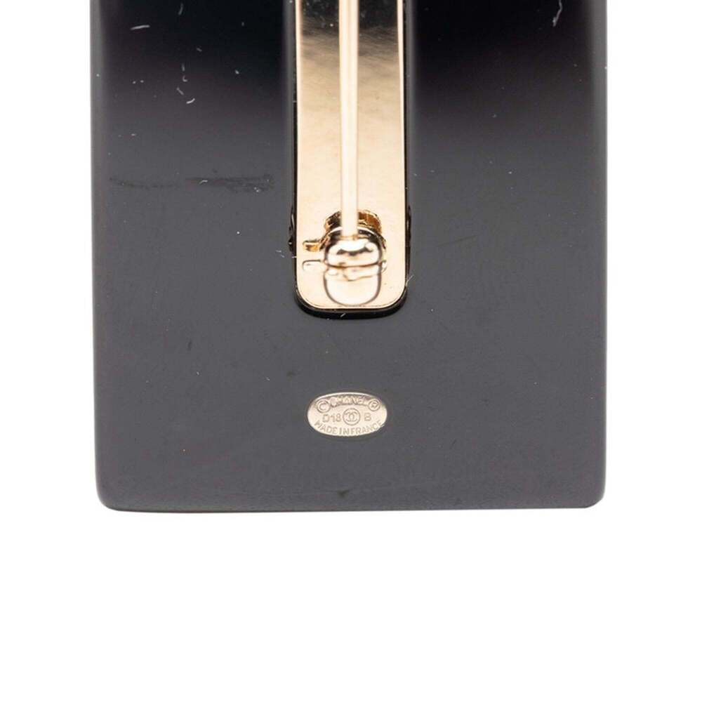 CHANEL Authentic Black Logo Brooch - Picture 3 of 4